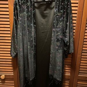 Constellation Print Black Kimono
